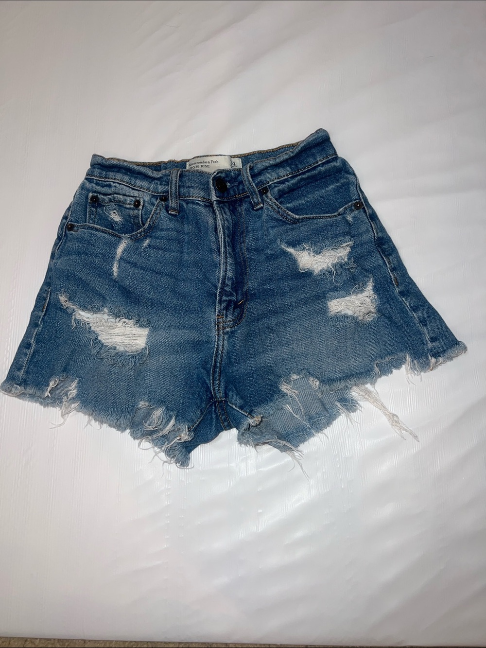 Abercrombie & Fitch Distressed Blue Denim Cutoff Shorts